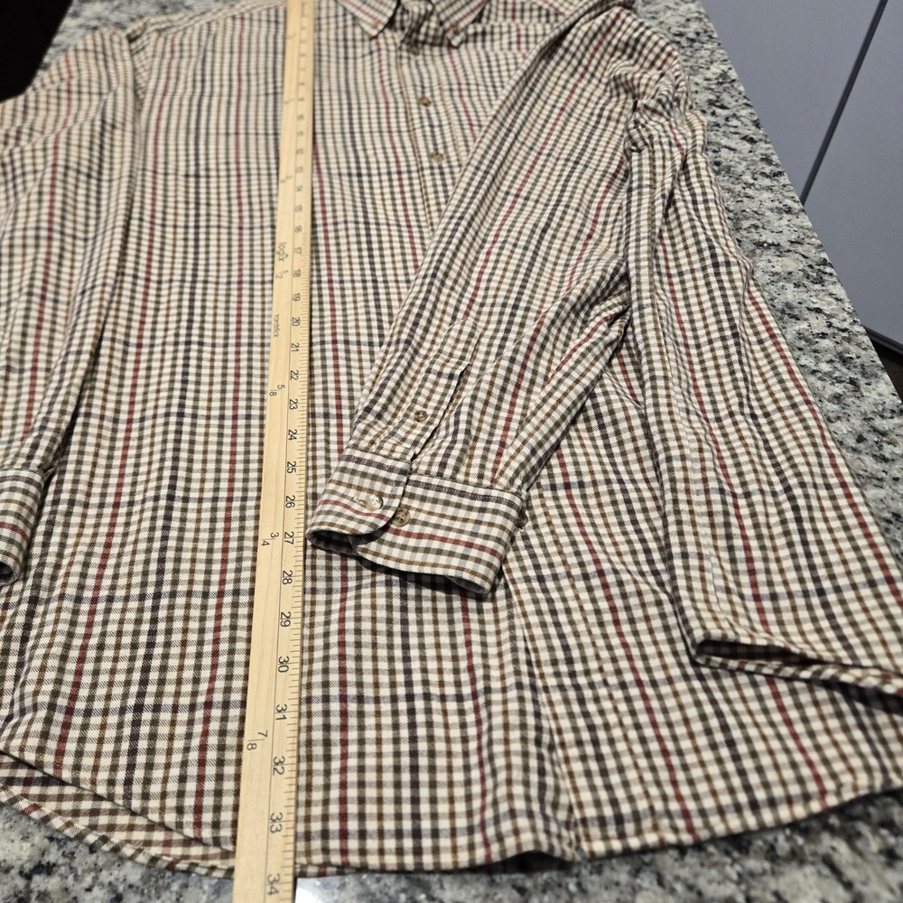 Roundtree & Yorke Button Down Mens 2XT Brown Plaid Excellent Long Sleeve Cotton - Picture 5 of 8